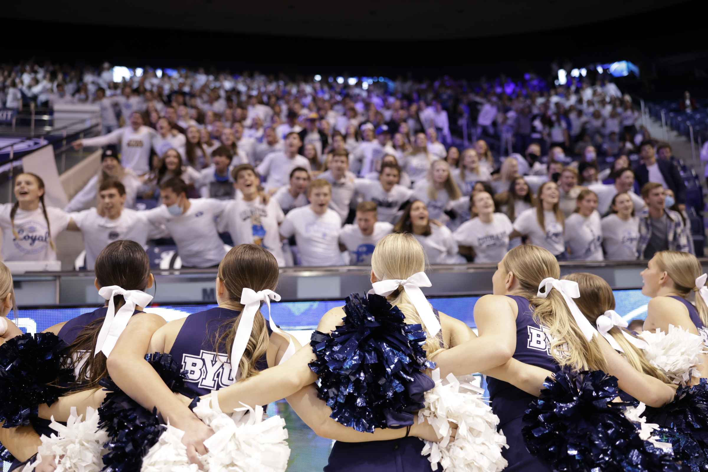 The BYU ROC cheer on the Cougars in the first home game of the 2021-22 season.