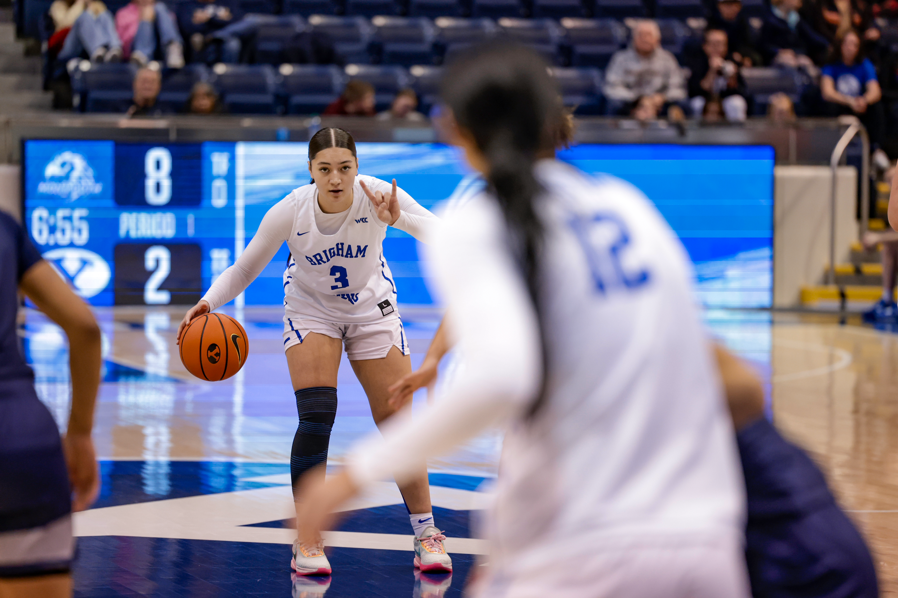 Nani Falatea orchestrates the offense during a 70-50 win over Monmouth at the Marriott Center.