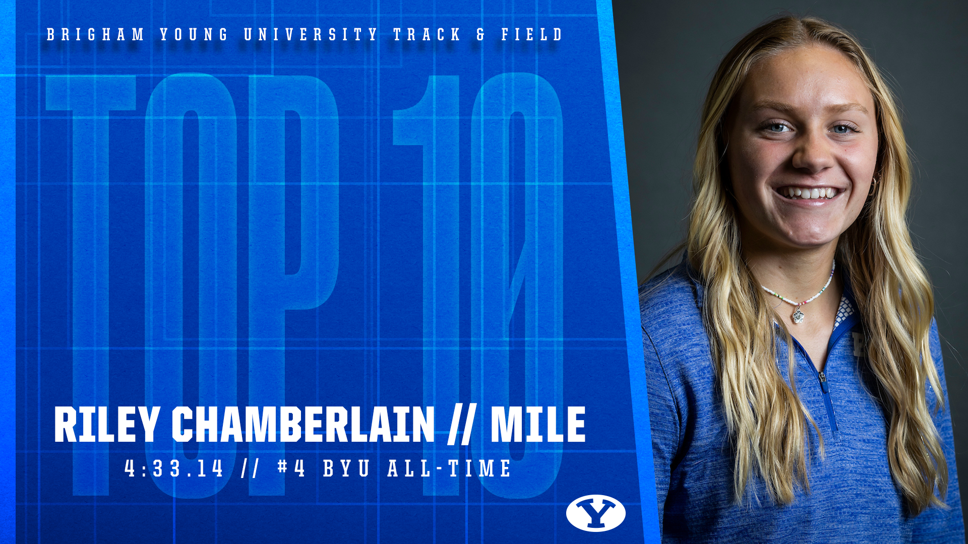 Riley Chamberlain No. 4 all-time at BYU women's indoor mile. 