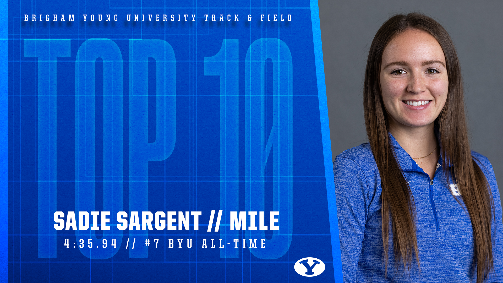 Sadie Sargent No. 7 all-time at BYU women's indoor mile. 