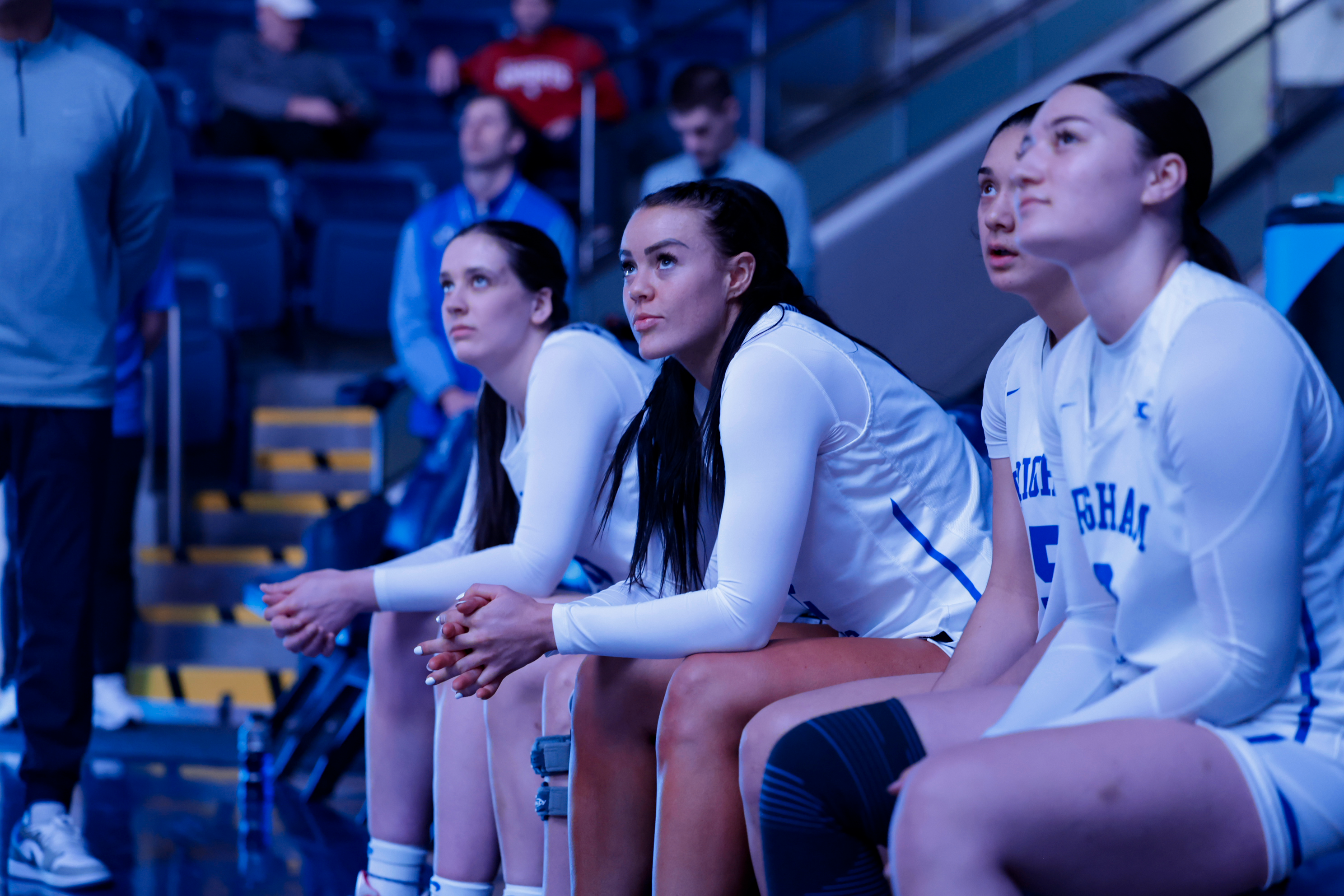 Lauren Gustin prepares to enter the game before a game against Portland at the Marriott Center.