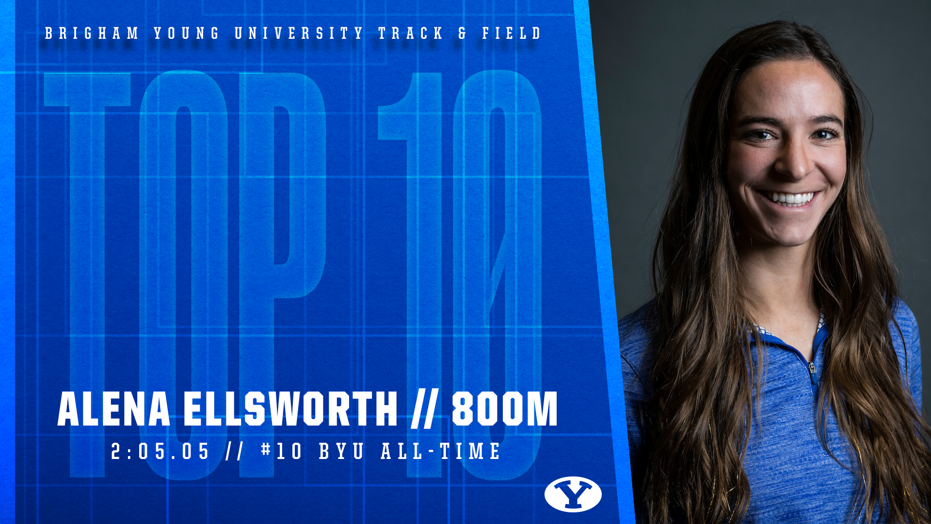 Alena Ellsworth No. 10 all-time at BYU in the women's indoor 800m.