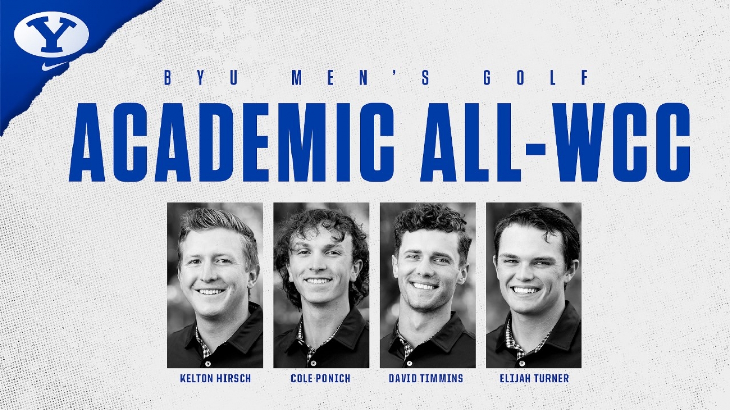 BYU Men's Golf 2021 Academic All-WCC selections Kelton Hirsch, Cole Ponich, David Timmins, Elijah Turner