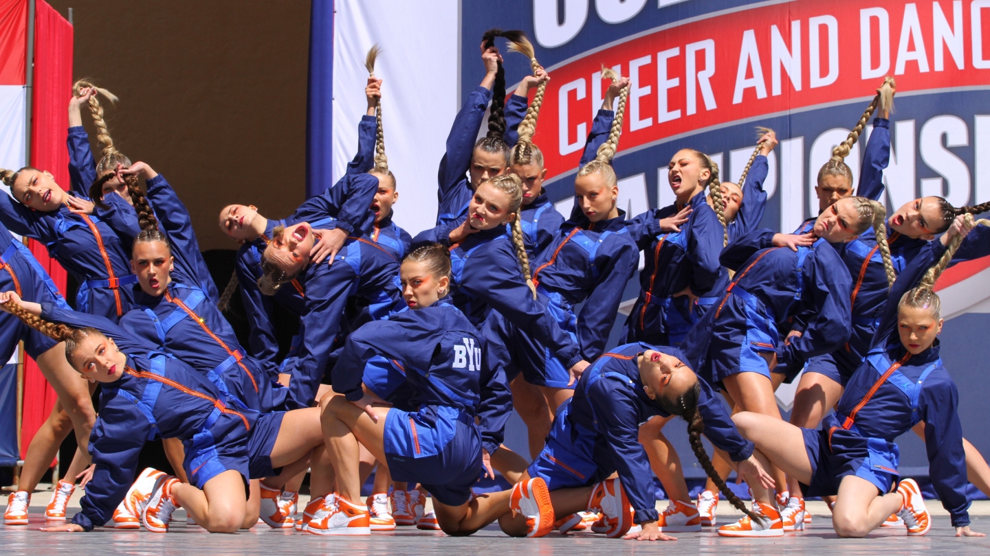 Cougarettes in a pose onstage at the 2022 NDA championships