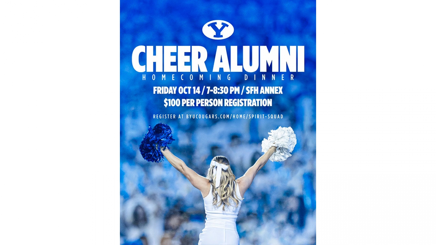 Cheer Alumni Homecoming Dinner graphic with details