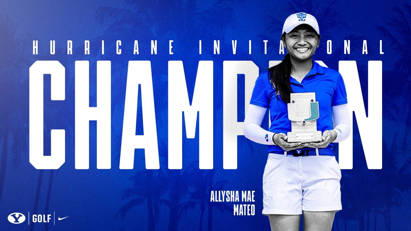 Allysha Mae Mateo holds the trophy after winning the individual title at the Miami Hurricane Invitational.