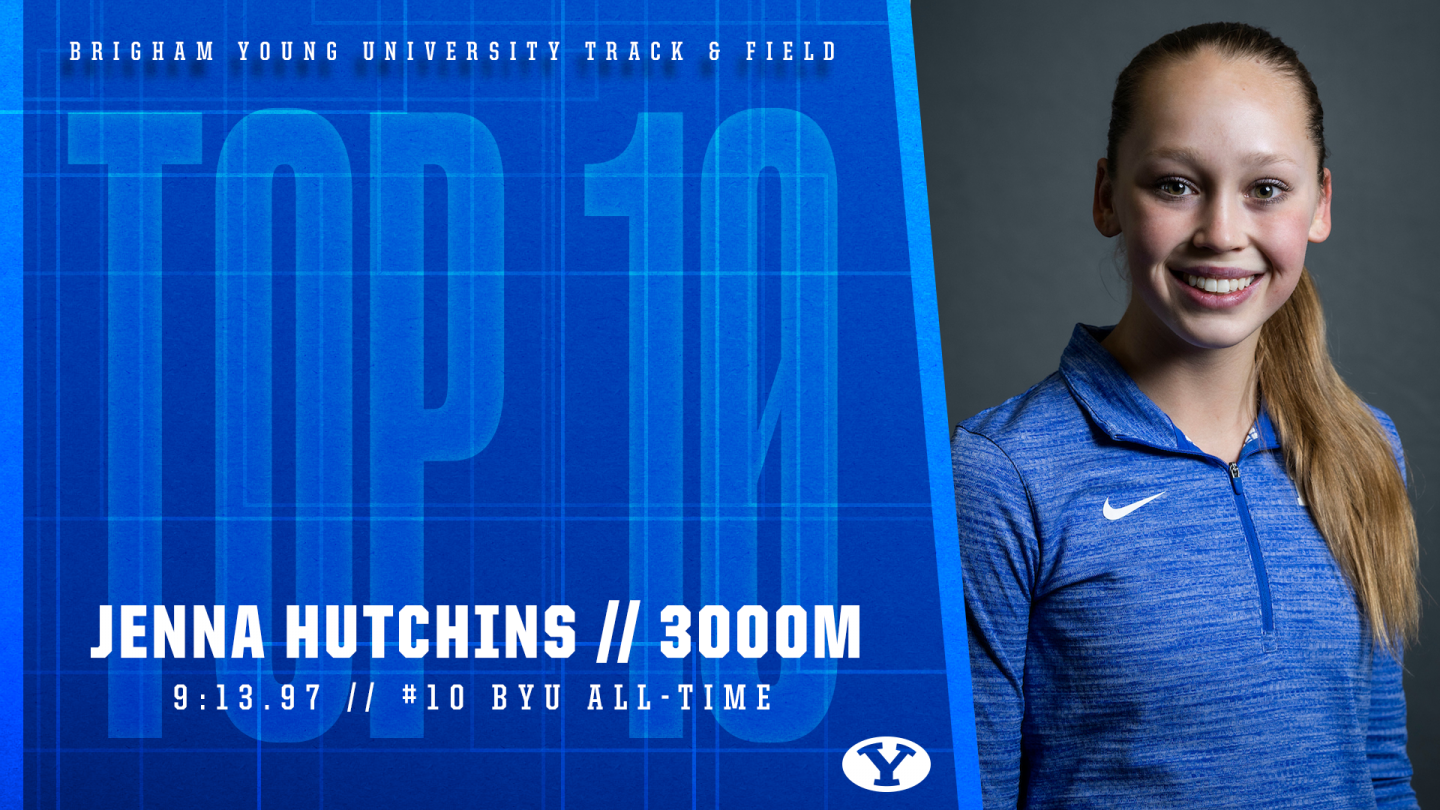 Jenna Hutchins No. 10 all-time at BYU in women's indoor 3000m.
