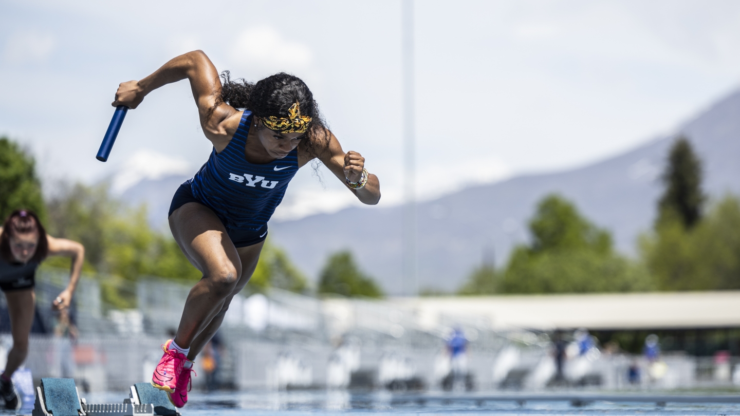 Adaobi Tabugbo competes at the 2023 BYU Last Chance Meet. 