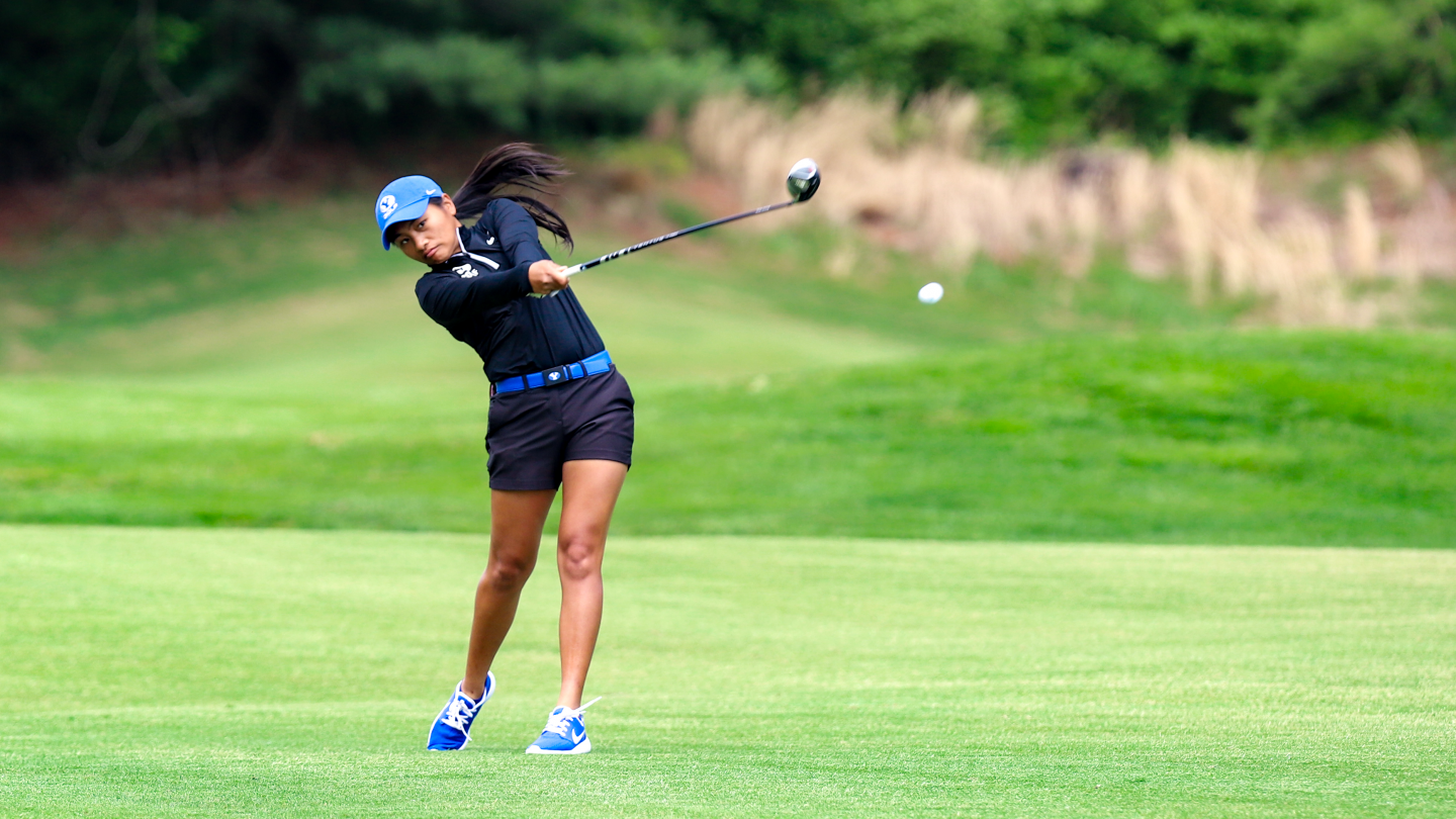 Allysha Mae Mateo hits a shot during the first round of the NCAA Franklin Regional.