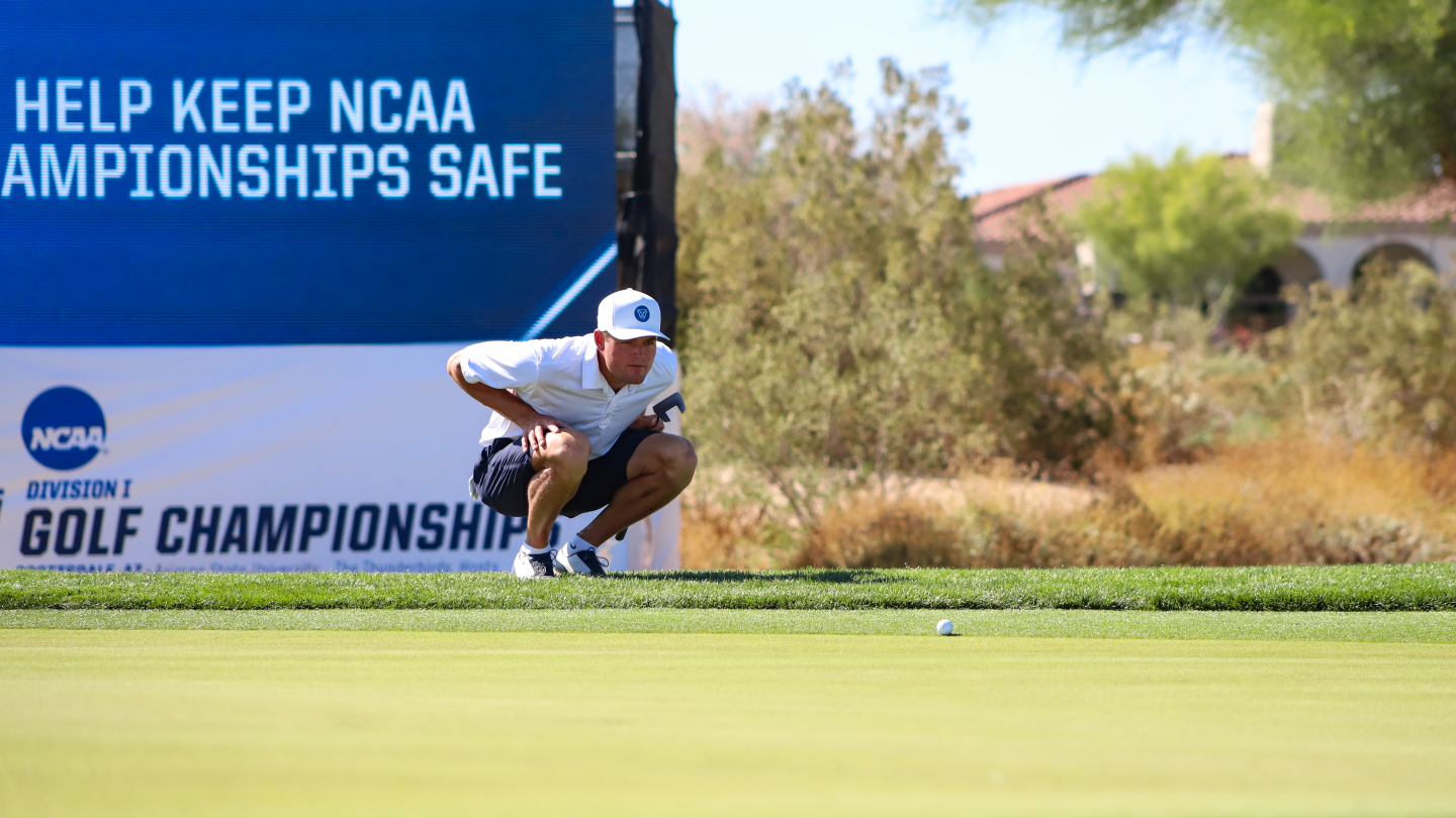 Max Brenchley studies a putt during the third round of the NCAA Championship.