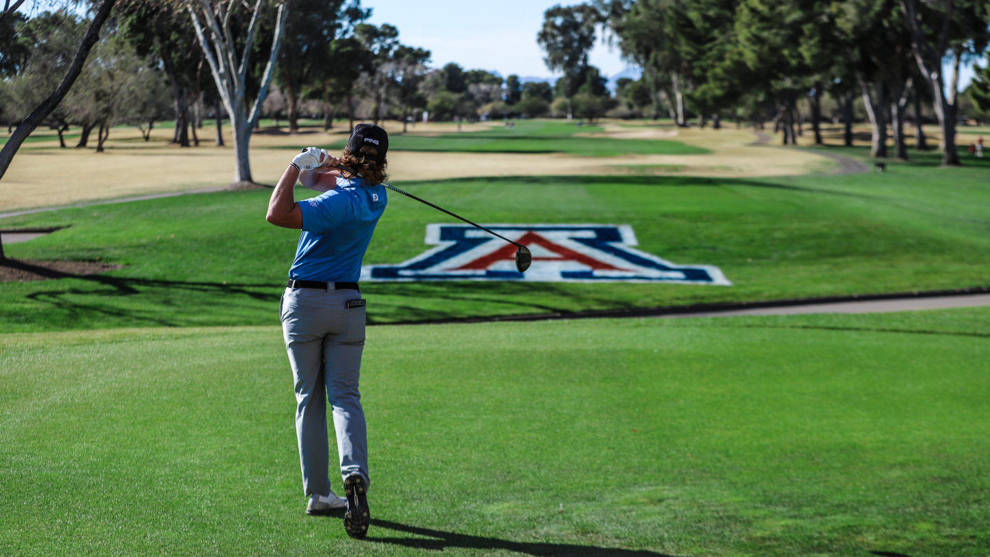 Carson Lundell hits a tee shot on the first hole at Tucson Country Club during the Arizona Intercollegiate.