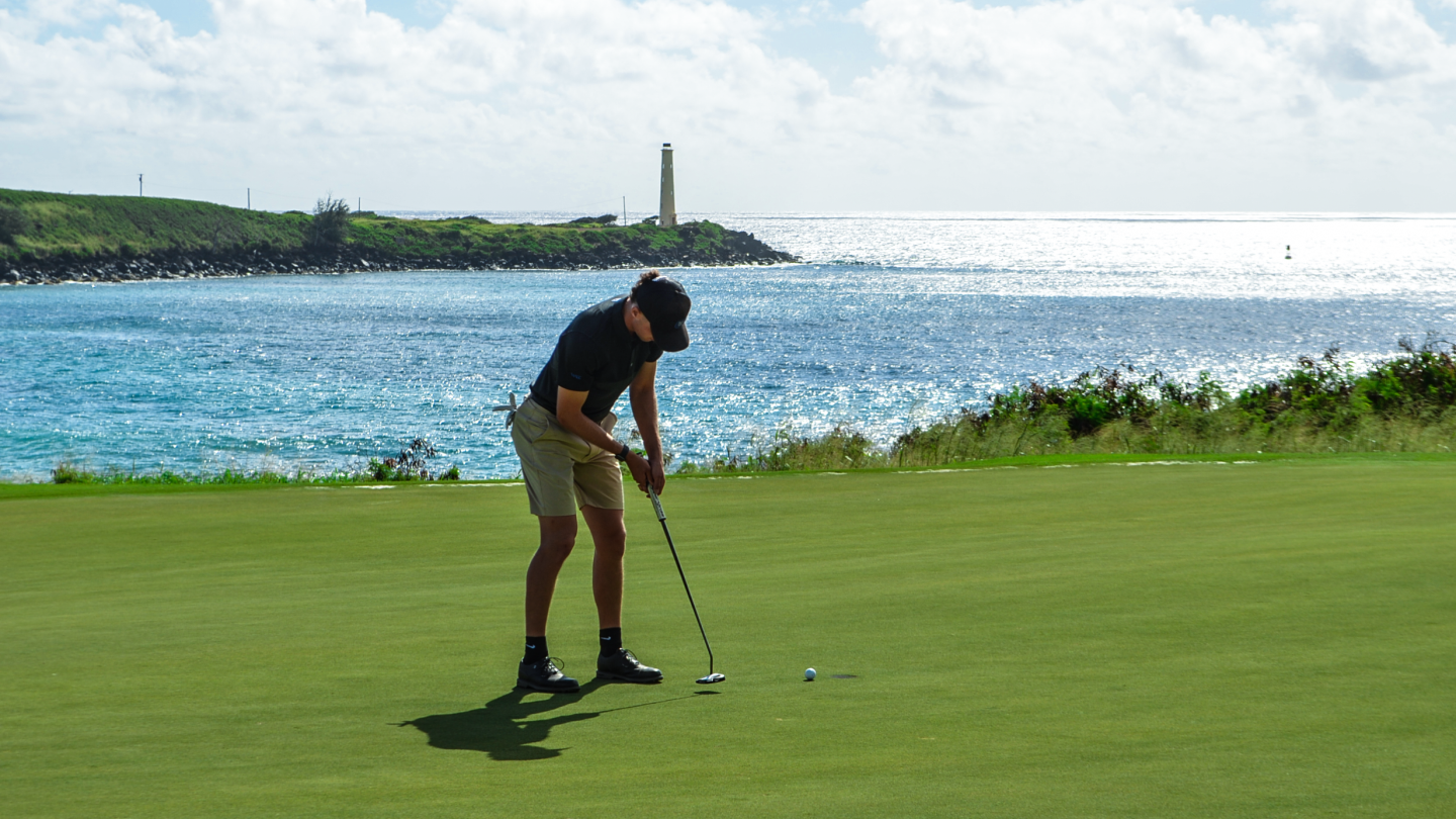 David Timmins hits a put in round one of the John A. Burns Invitational in Hawai'i.