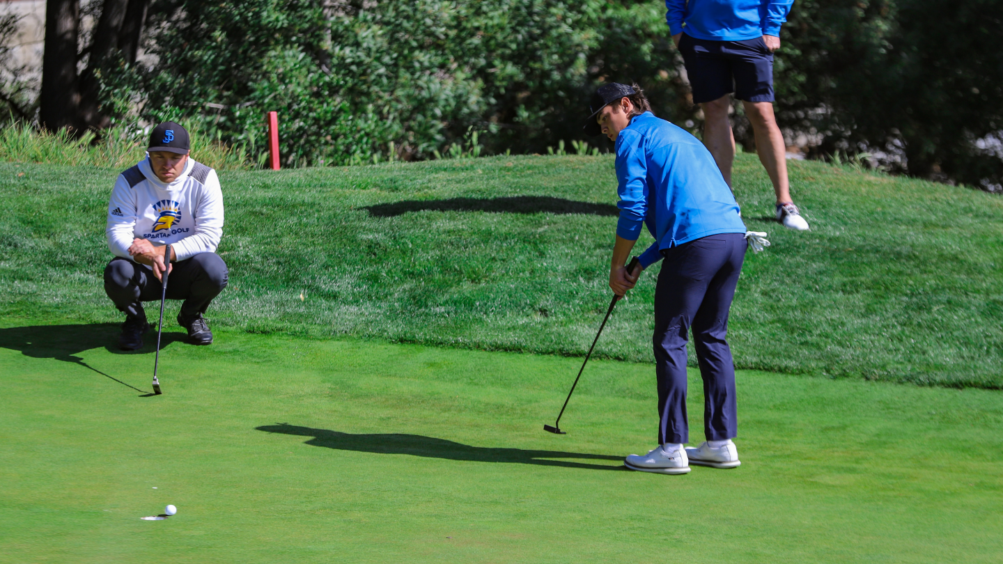 Tyson Shelley makes a putt during the second round of the Western Intercollegiate at Pasatiempo Golf Club.